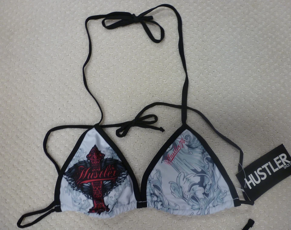 Hustler女式泳装比基尼上衣和底部“Point Dume”白色。娇小。无退货 — 第 2/4 张图片