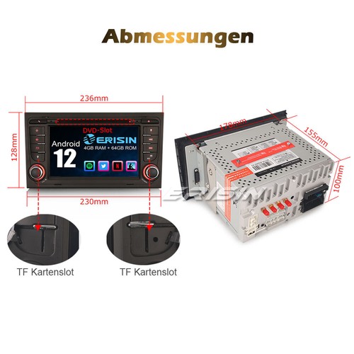 8-Kern 64GB Autoradio DAB+ Android 13 GPS Navi BT AUDI A4 S4 RS4 RNS-E SEAT EXEO - Bild 13 von 22