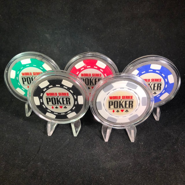 5 Pc WSOP World Series of Poker Chips in Clear Protective Cases eBay