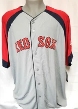 Mens Fanatics Boston Red Sox Grey Color Block MLB B&T Stitched Baseball Jersey