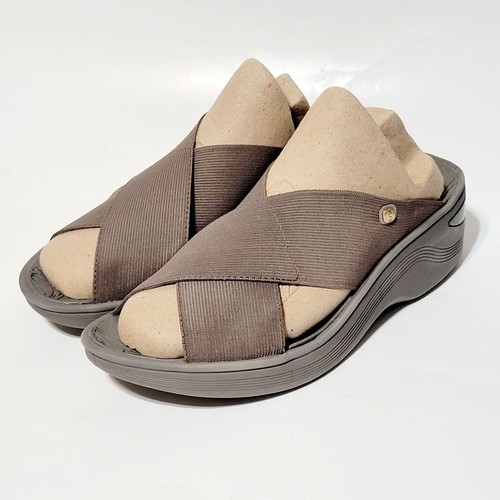 Bzees Desire Slip On Wedge Morel Slide Sandals Heel Elastic Straps Wms 9.5W US - Picture 3 of 19