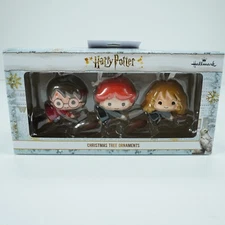 Harry Potter Hallmark Ornament 3 Pack Flying On Broom - Harry Ron Hermione NEW