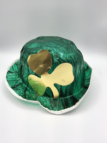 Vintage 40s-50s St Patrick Shamrock Cellophane Hat Costume Party Green Beistle