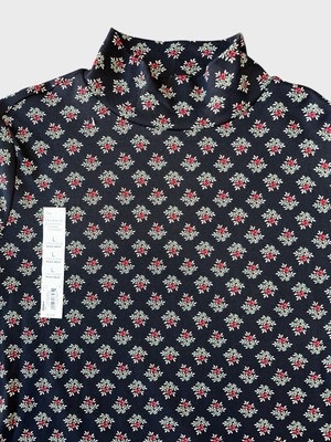 Croft & Barrow Women s Large Black Mock Neck Long Sleeve Shirt Bloom Tile Print