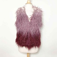 Nwt Ci Sono Vest Burgundy Oxblood Ombré Faux Fur Fuzzy Furry M