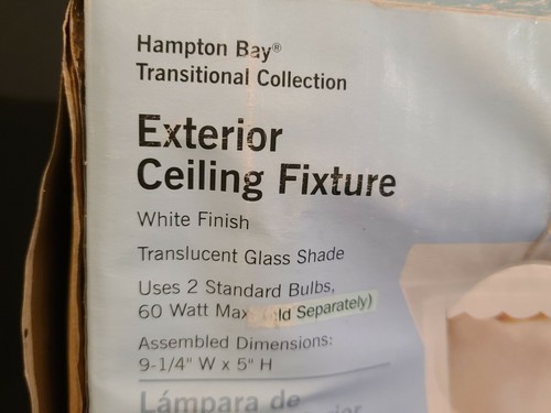 NEW IN BOX Hampton Bay 280-706 Glossy White 2-Light Outdoor Flush Mount - Picture 9 of 12