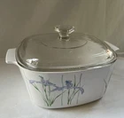 Vintage CorningWare Shadow Iris A-3-B 3Liter Casserole Dish & Pyrex A-9-C Lid