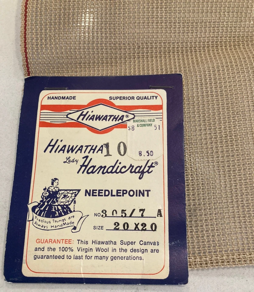 Hiawatha Handicraft Pre-worked Petit Point Needlepoint Canvas Red Roses Fern - Image 3 of 4