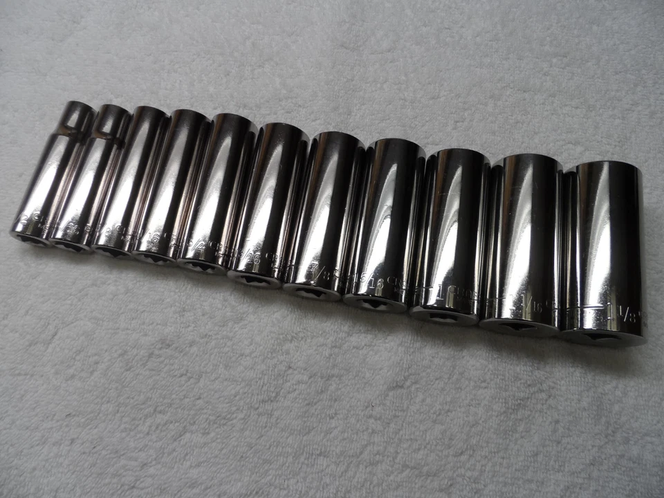 Craftsman 1/2" Drive SAE Deep Socket Set, NOS USA, 12pt - 11pcs (1/2" to 1-1/8") - Image 2 of 4