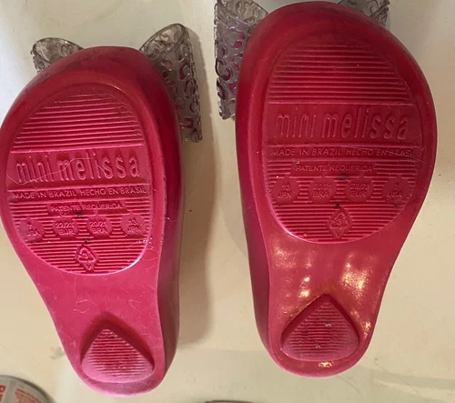 MINI MELISSA TODDLERS SIZE 3/EU 22-23 PINK - CLEAR BOW- STRAP-EUC - Picture 6 of 8