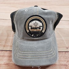 NEW New Orleans Saints Hat Cap Mens Strap Back Gray Corduroy NFL Football Adult