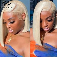 UNice Indian 613 Honey Blonde Short Bob Straight 13x4 Lace Front Wigs Human Hair