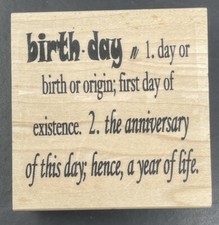 Birthday Dictionary Meaning Word Phrase Greeting Wood Rubber Stamp