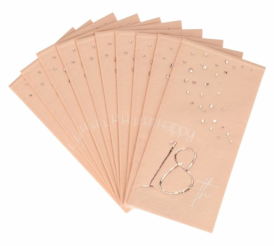 8 X 18TH BIRTHDAY LUSH BLUSH PARTY NAPKINS PREMIUM PARTY TABLEWARE - 23CM - Image 2 of 4