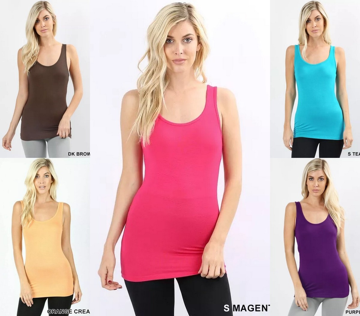 Zenana Round Scoop Neck Rayon Tank Top Soft Stretch Rayon Basic