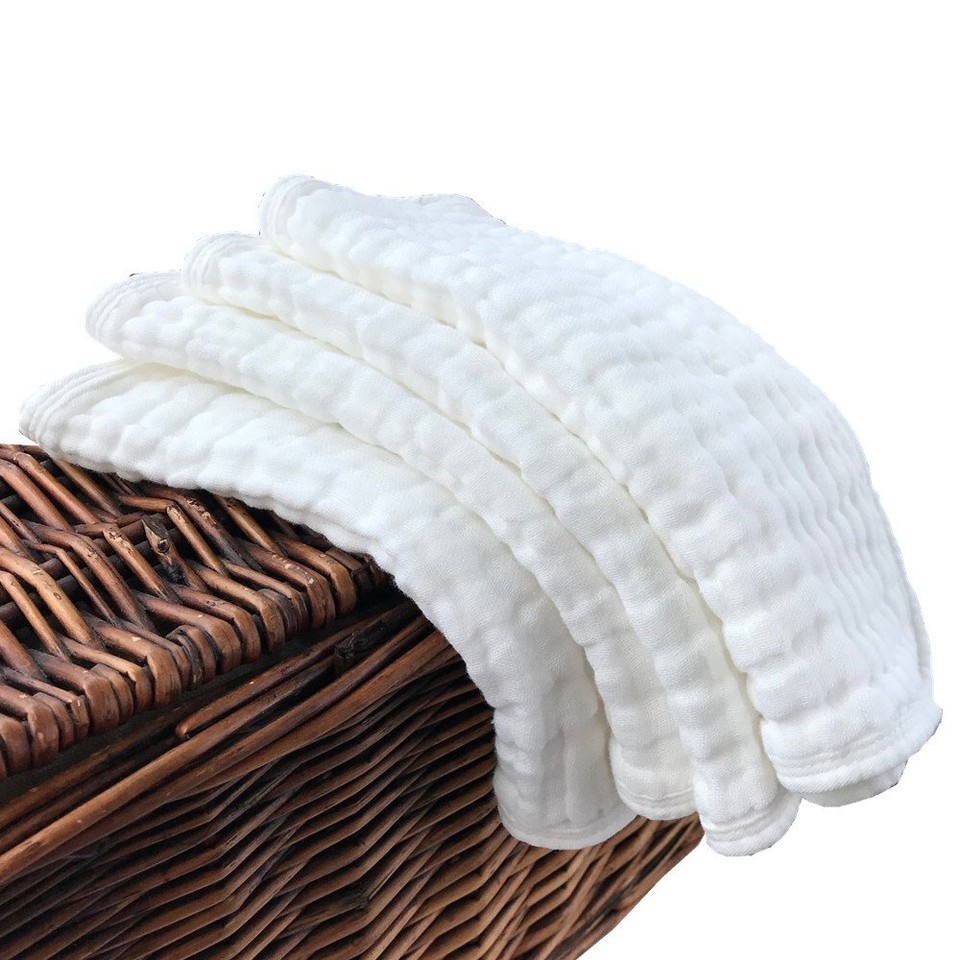 Synrroe Muslin Burp Cloths 4 Pack Large 20" by 10" 100 Cotton 6 Layers