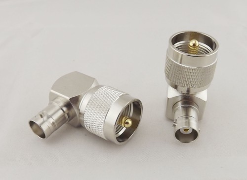 UHF PL259 Male Plug To BNC Female Jack Right Angle RF Coaxial Adapter Connector - Picture 3 of 4