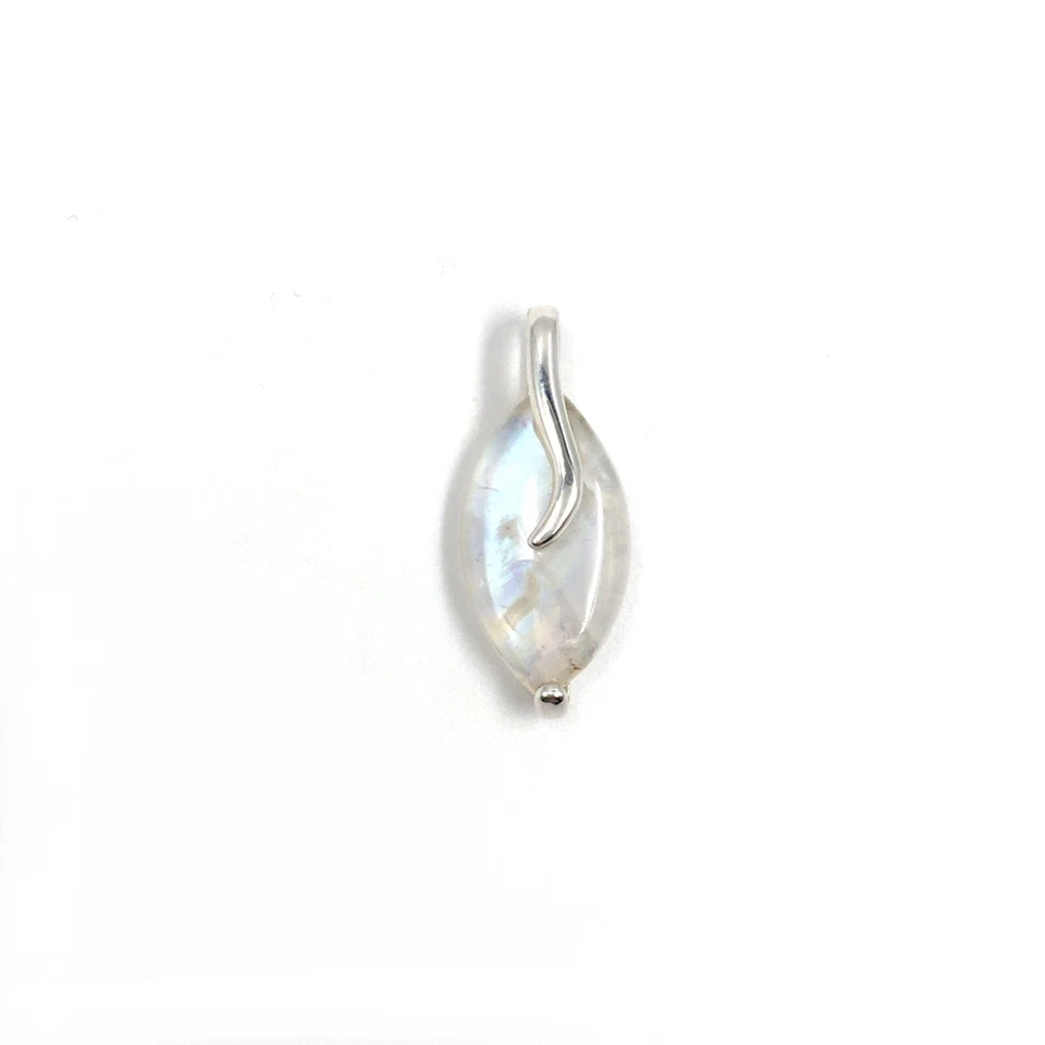Ciondolo pietra di luna in argento 925 3,0 cm gioiello sterling moderno labra... - Immagine 2 di 4