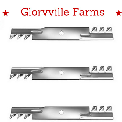 3pk 17" Toothed High-Lift Mulching Blades Replaces Fits John Deere 48" GY20852