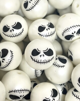 20mm Chunky Halloween Jack Skellington Nightmare Before Christmas Beads
