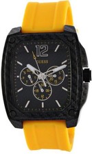 NEW GUESS BLACK TONE,YELLOW SILICONE BAND,CHRONOGRAPH WATCH W0065G21