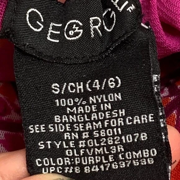 Blusa George feminina sem mangas laranja magenta 100% náilon gola redonda pequena - Imagem 4 de 4