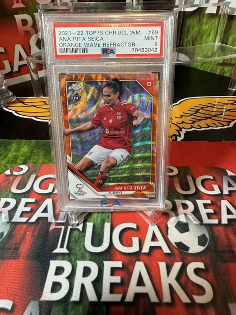 2021-22 Topps Chrome UEFA Women's Ana Rita Seica Benfica Orange Wave /25 PSA 9