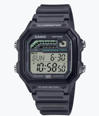 Casio Men's Classic Digital Display Quartz Black Resin Watch WS-1600H-1AVCF