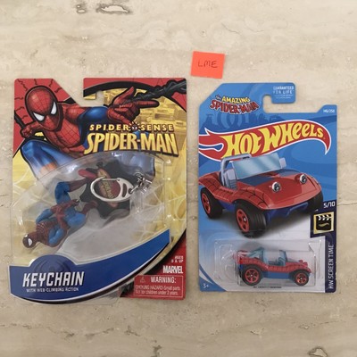 Spider-Man Web Climbing   Basic Fun Keychain & Hot Wheels Spider Mobile Car New