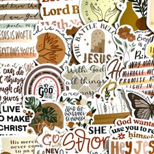 5-50 pcs Boho Bible Verse Stickers, Jesus Christian Phrase Phone Laptop Decals