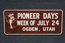 Vintage OGDEN UTAH PIONEER DAYS RODEO License Plate Booster Topper COWGIRL West