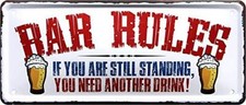 Blechschilder Bier lustiger Spruch “BAR Rules” Geschenkidee Männer