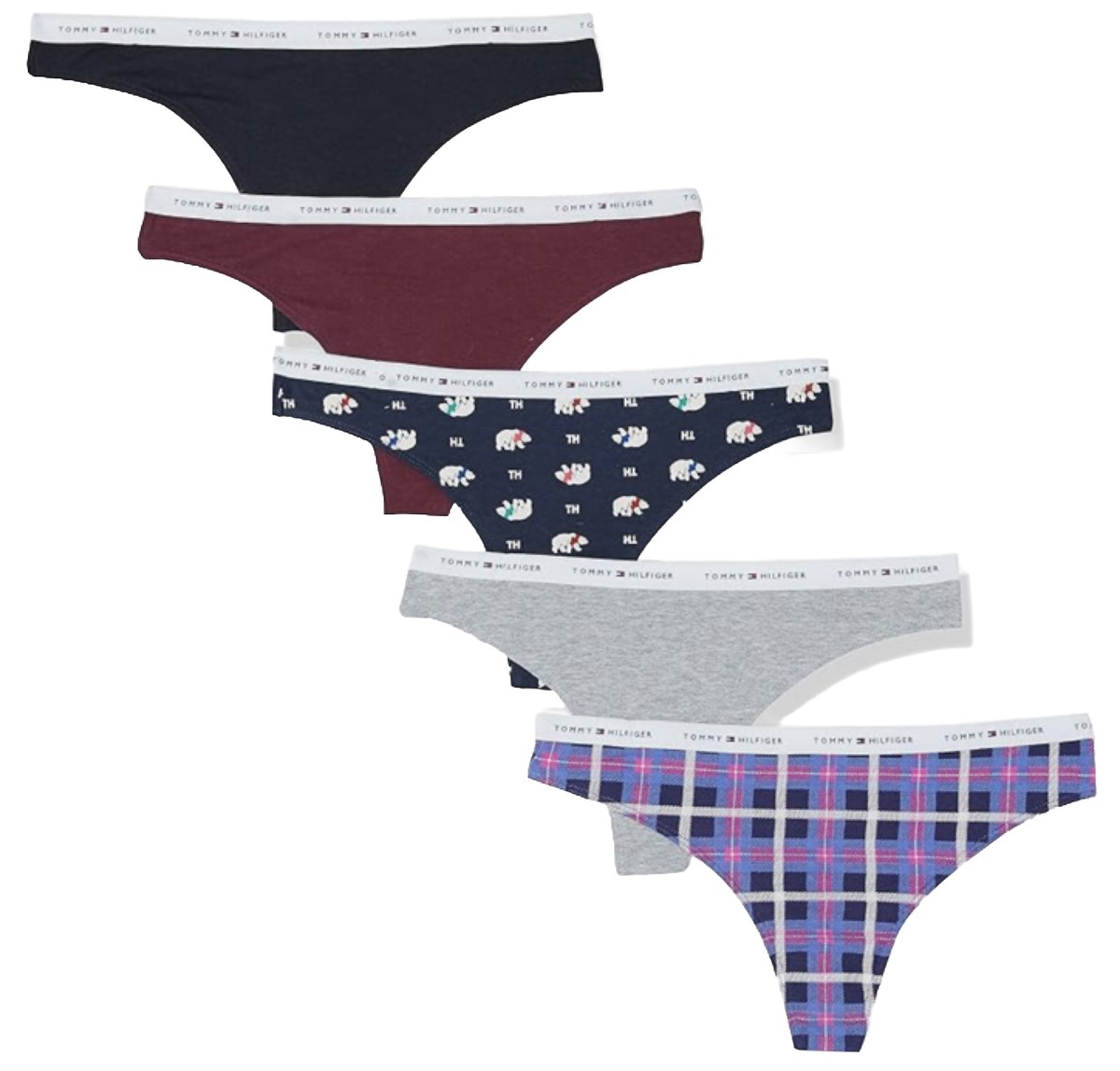 Tommy Hilfiger Women's Cotton Pack Thong Underwear Panties Size