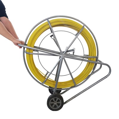 12mmx393ft Fish Tape Fiberglass Wire Cable Running Rod Duct Conduit Puller for P
