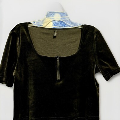 VERO MODA Womens Athena Zip Detail Velvet Crop Top Size XS Black NWT 2-0093