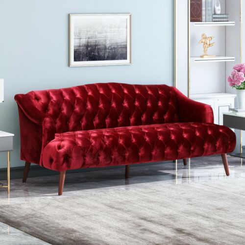 Kayleigh Modern Glam Tufted Velvet 3 Seater Sofa - Picture 5 of 36