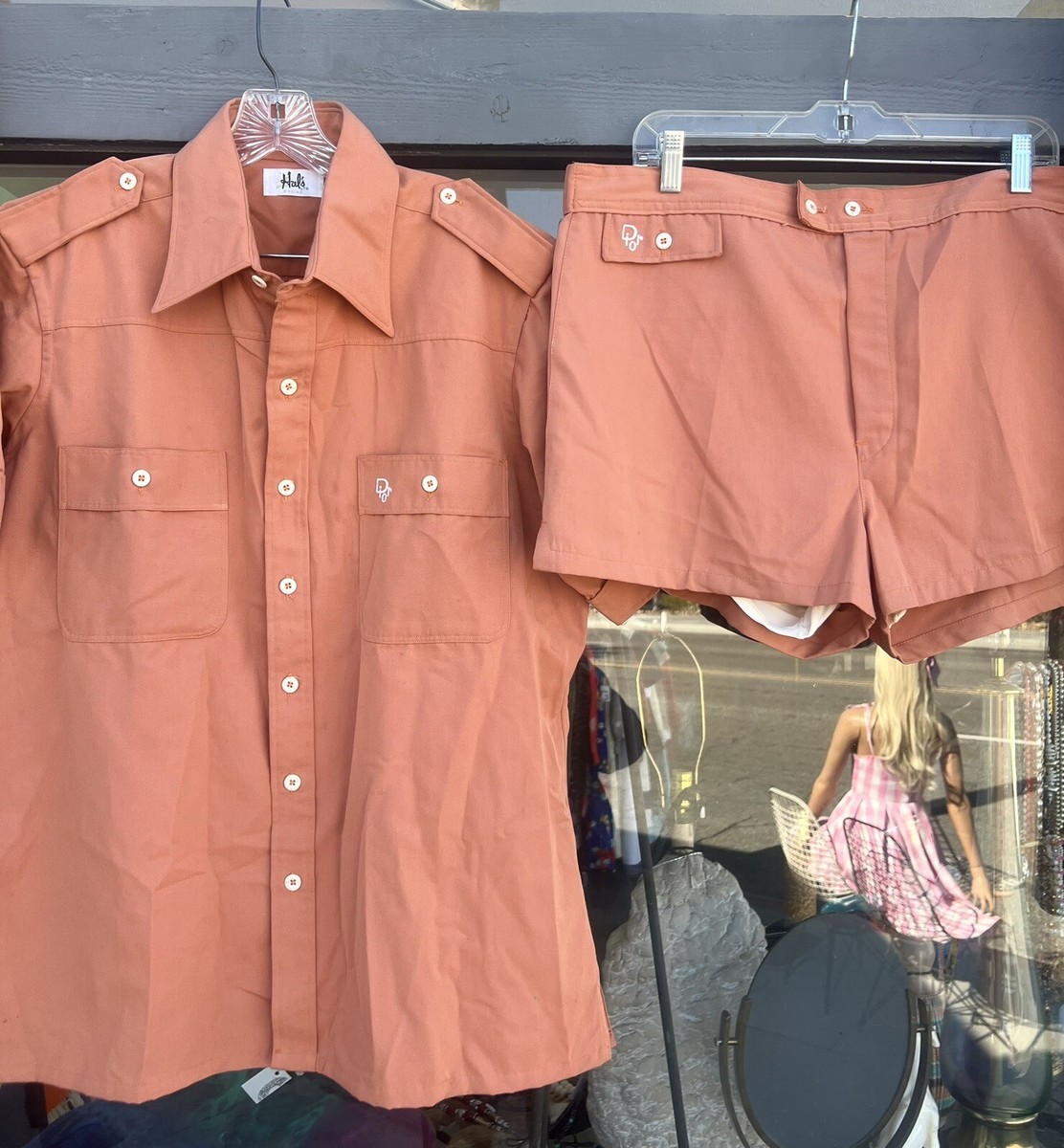 Vintage 70s Christian Dior Retro Mod Shirt Shorts Set Signed