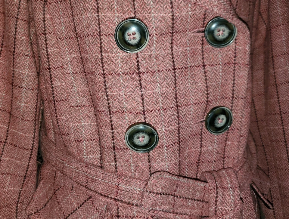 Nick and Mo Anthropologie Chaqueta a Cuadros Rosa Guisante Abrigo Cinturón L Grande *22 Foto 2 de 4
