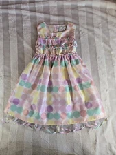 Girls Brooke Lindsay Pastel Pink Green Polka Dot Tulle Lined Party Dress Size 6