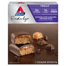 Atkins Endulge Treat, Chocolate Caramel Mousse Bar, Keto Friendly, 5 Count