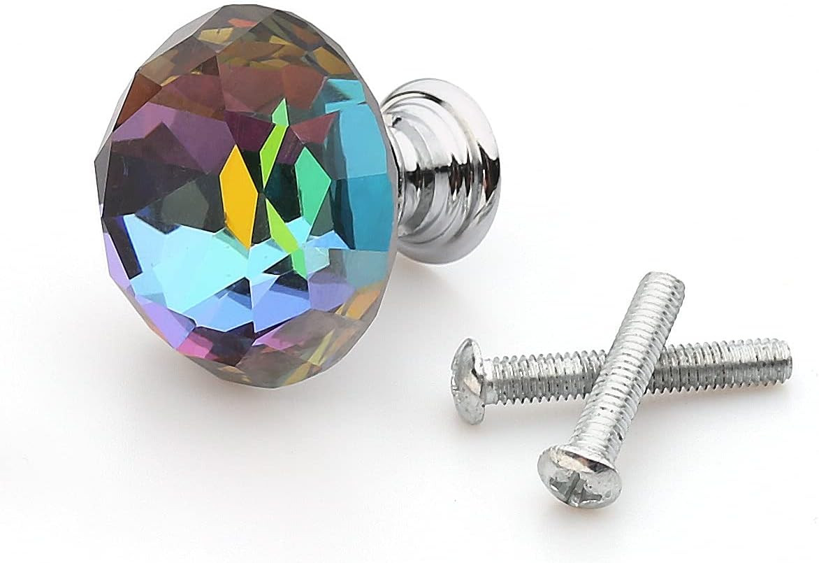 10 Pcs Crystal Glass Cabinet Knobs 30Mm Diamond Shape Drawer Kitchen Cabinets Dr