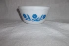 Vintage Small Hazel Atlas Blue Cornflower Milk Glass Bowl