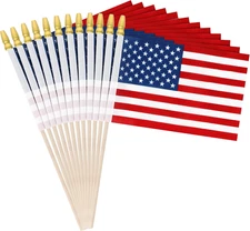 12 Pcs Small American Flags on Stick 6x4 In 4th of July Decorations Mini Pa...