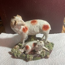 Früher antiker Staffordshire Perlbesteck Widder Mutterschaf mit Lamm 19. Jh., Restaurierungsprojekt