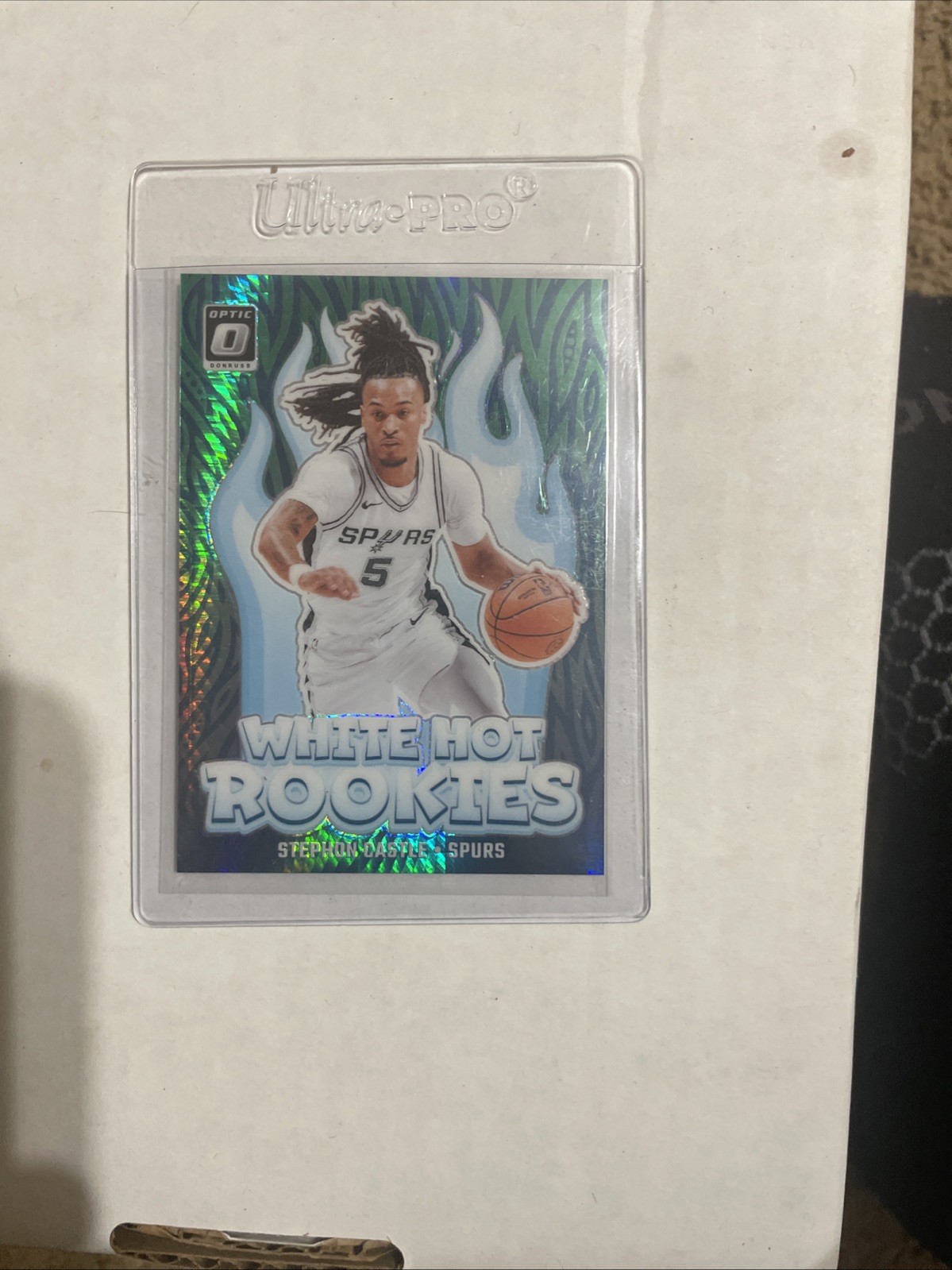 2024-25 Optic White Hot Rookies Hyper Green Stephon Castle RC  #/249 Spurs