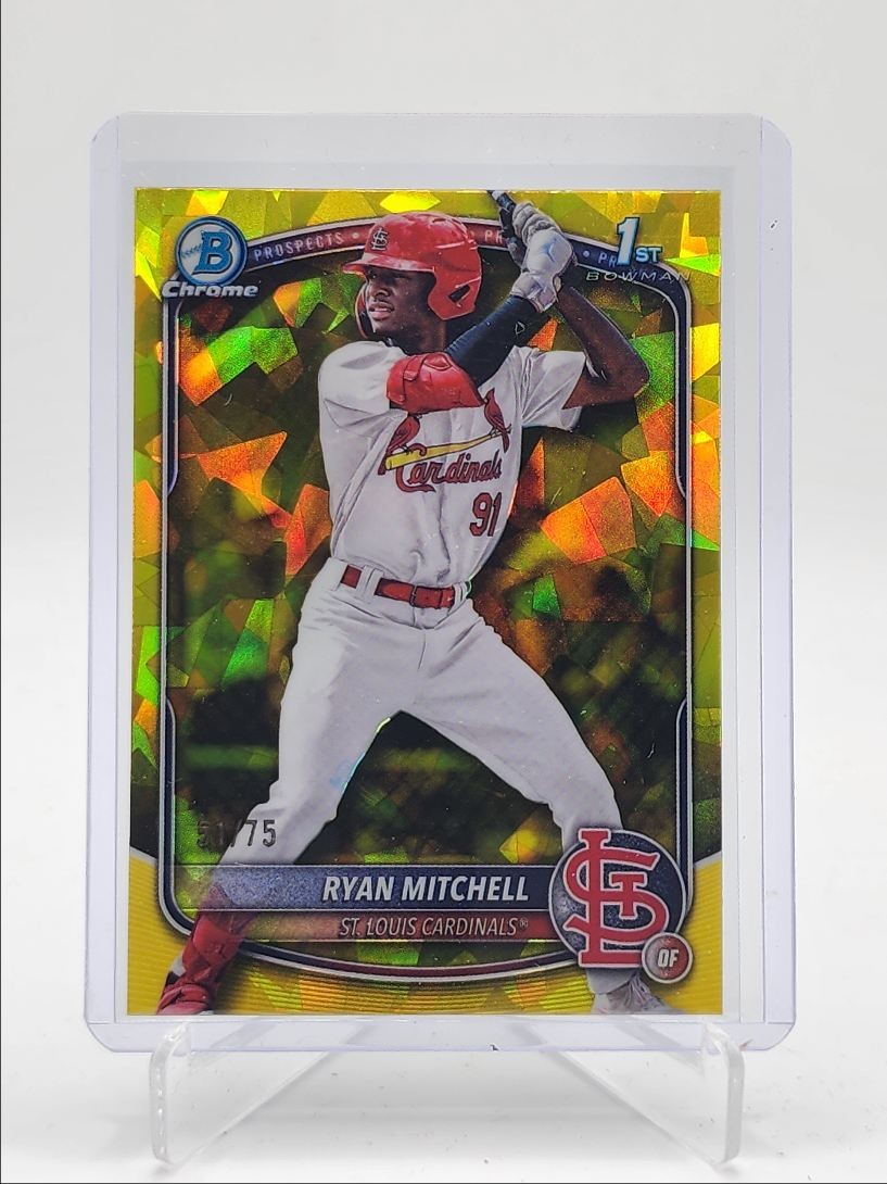 RYAN MITCHELL 2025 BOWMAN CHROME DRAFT 1ST SAPPHIRE YELLOW A /75 Q0667