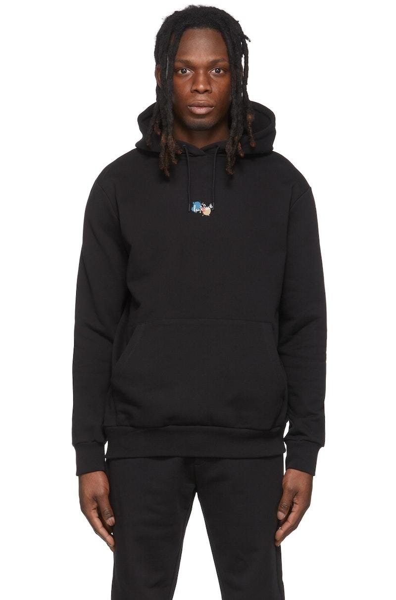 PAUL SMITH Mens Black Pullover Paint Splatter Hoodie Medium BNWT