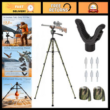 Adjustable 74" Rifle Tripod Stand, Aluminum Shooting Support with V Yoke, Ground