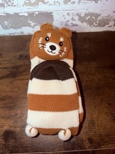 NEW Lion Stuffed Animal Crew Length Socks - Brown - One Size