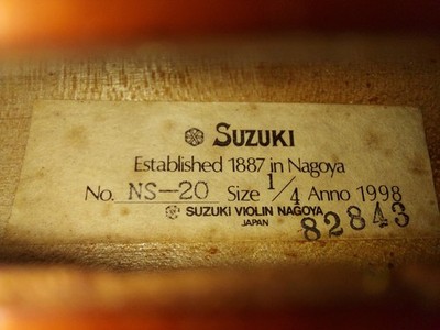 Suzuki model NS-20 sized 1/4 violin, Japan 1998, Vintage, with